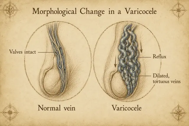 Morphological change in a varicocele — a comparison of normal testicular veins and a dilated pampiniform plexus