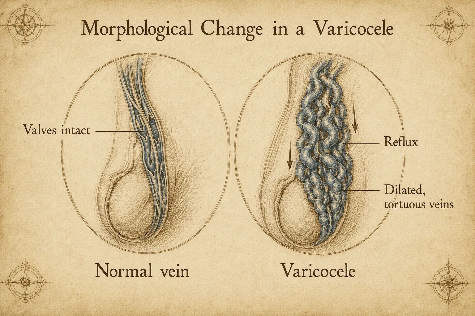 Morphological change in a varicocele — a comparison of normal testicular veins and a dilated pampiniform plexus